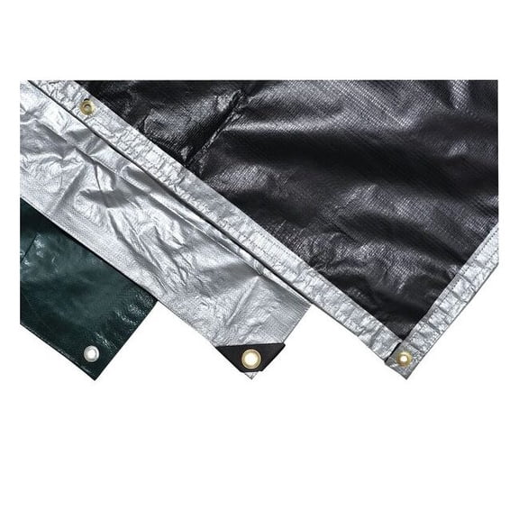 Heavy Duty Tarp, 11 ft8 in x 19 ft 9 in, 12 Mil, Silver/Black, Polyethylene