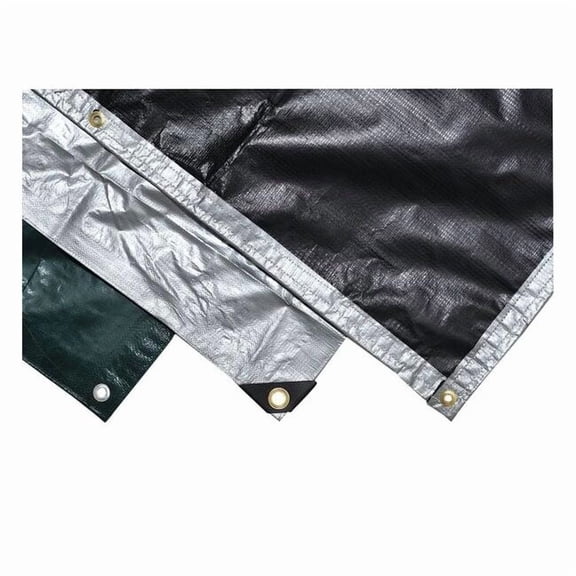 Heavy Duty Tarp, 11 ft 8 in x 23 ft 9 in, 12 Mil, Silver/Black, Polyethylene