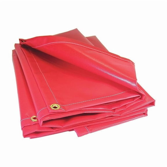 Heavy Duty Tarp, 3 ft x 18 ft, 20 Mil, Red, Vinyl, Flame Resistant, Tear Resistant