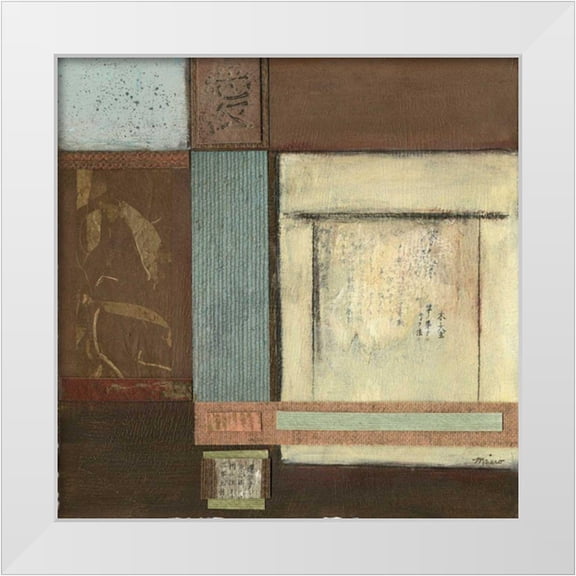 Mauro 12x12 White Modern Wood Framed Museum Art Print Titled - Chinese Scroll in Blue IV