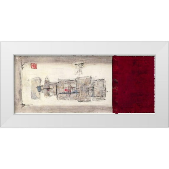 Mauro 24x12 White Modern Wood Framed Museum Art Print Titled - Mauro Tranquility Panel III