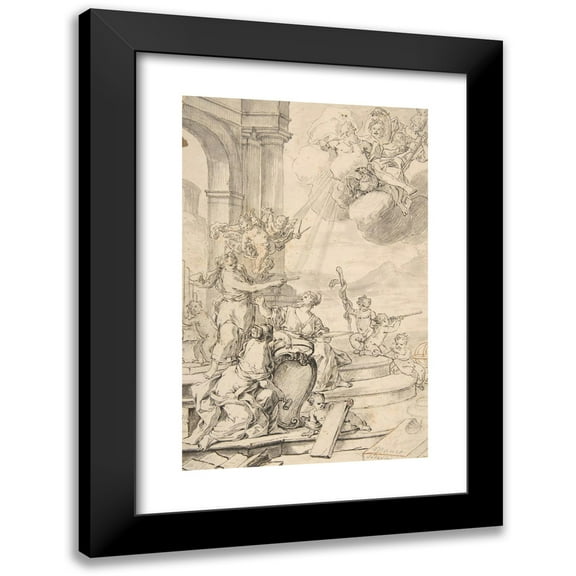 Mauro Soderini 11x14 Black Modern Framed Museum Art Print Titled - Drawing for a Frontispiece (1704-39)