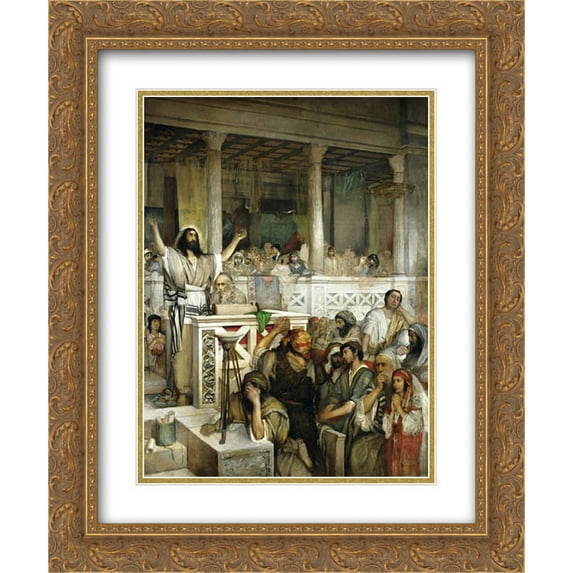Maurycy Gottlieb 2x Matted 20x24 Gold Ornate Framed Art Print 'Christ Preaching at Capernaum'