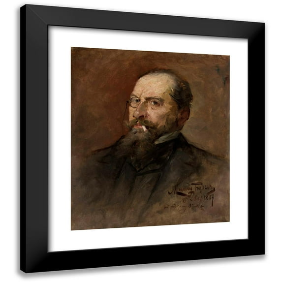 Maurycy Trębacz 12x14 Black Modern Framed Museum Art Print Titled - Portrait of Lucjan Wrotnowski, Painter (1887)