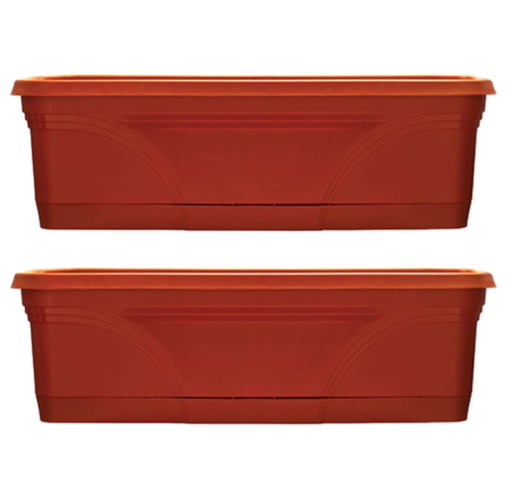 Terracotta Medallion 36" Rectangular Hanging Planter Duo