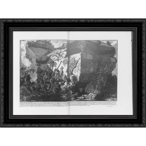 Mausoleum of Santa Elena 24x20 Black Ornate Wood Framed Canvas Art by Piranesi, Giovanni Battista