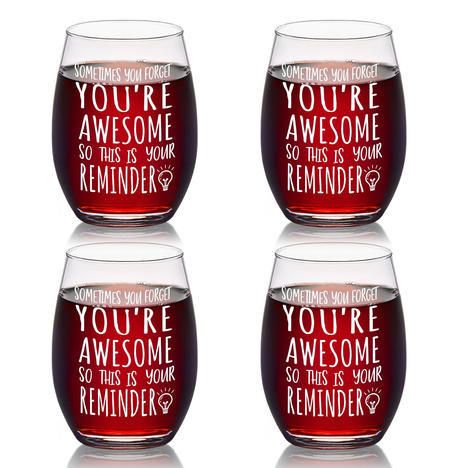 Maustic 4 Pack Stemless Wine Glass for Women, Sometimes You You