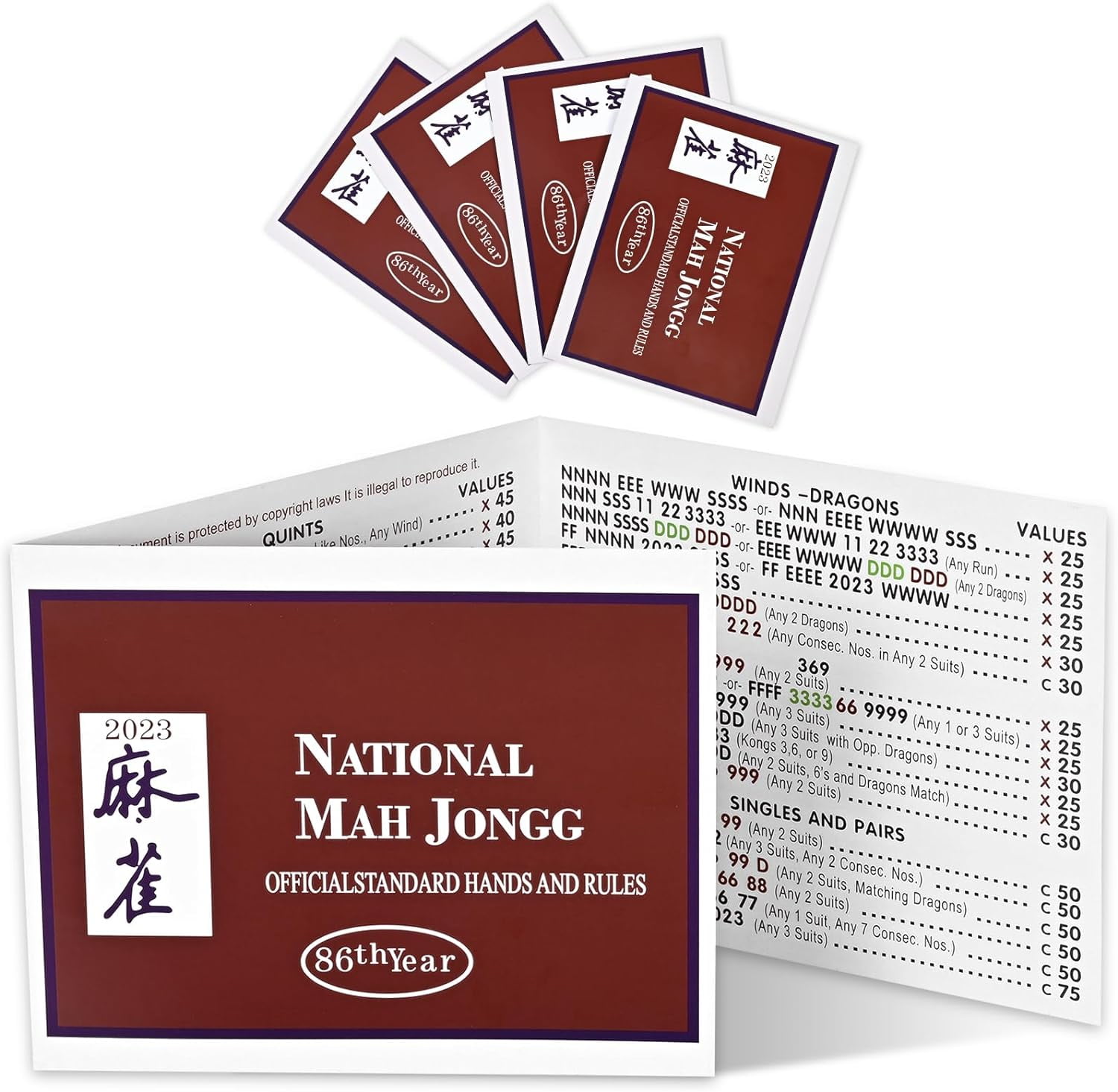 Maustic 4 Pcs Mahjong Cards 2024 Large Print, National Mahjong Official