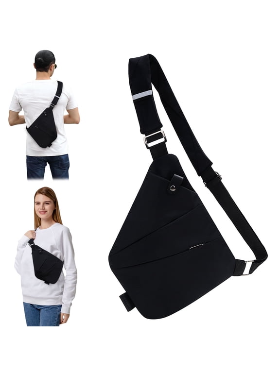 Anti Theft Travel Bag, Slim Sling Bag Anti-Theft Shoulder Bag Crossbody Bag for Women Men (Black)