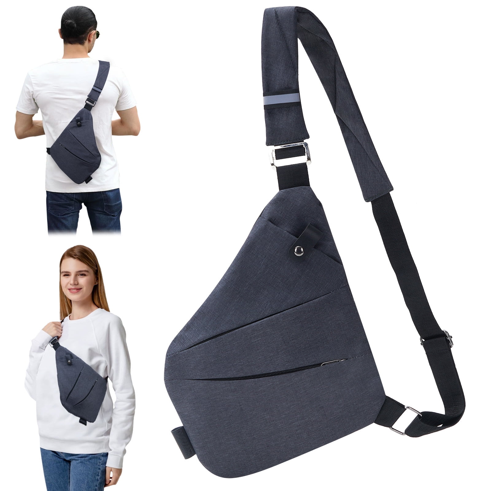 Anti-Theft Sling Bag - Water Resistant Crossbody Bag With RFID Blocking, Dark Grey