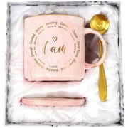 Maustic Christian Mug Gifts, I Am Coffee Mug, Bible Verse Coffee Mugs, Religious Gifts, Inspirational Coffee Mugs Spiritual Gifts, Pink 12 fl oz Coffee Mug Ceramic Mugs Tea Cup