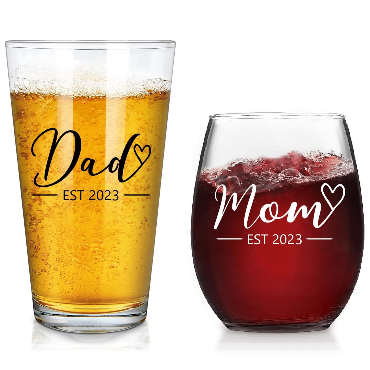 Open Box- Mom/ Dad Est 2021- New Parent Wine Tumbler Set
