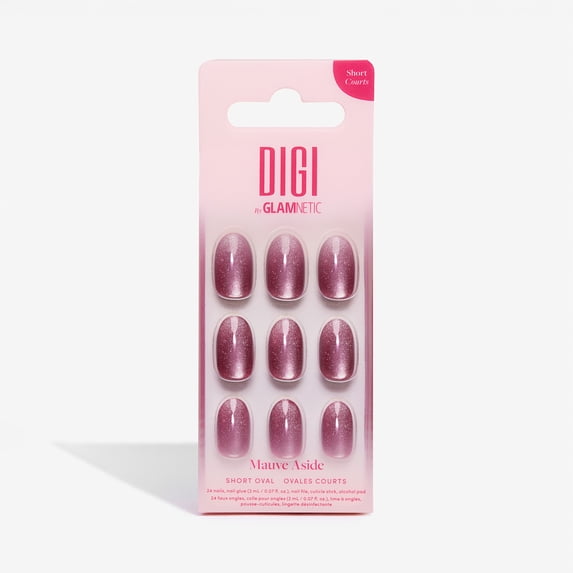 DIGI by Glamnetic Short Oval Artificial Press-on Nails, Mauve Aside, 24 Pieces