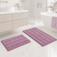 thumbnail image 1 of PrimeBeau Chenille Shaggy Rug Collection Striped Rug Set, 20" x 32" plus 17" x 24", Machine Washable 2 Count, Mauve Color, 1 of 8