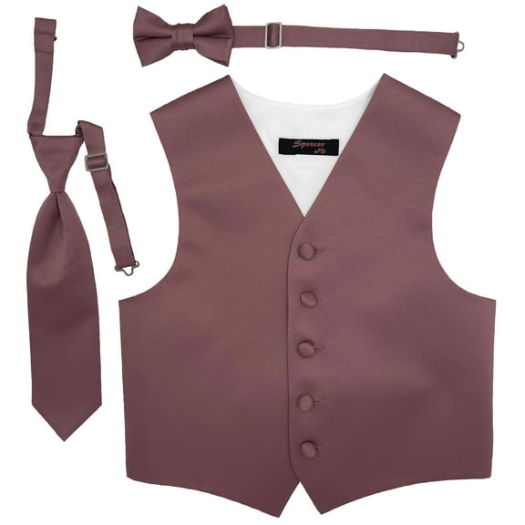 Mauve Boys Satin Vest Spencer J - Boys 11-12