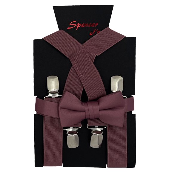 Mauve Boys Suspenders and Bow Tie Set 1 inch X Back