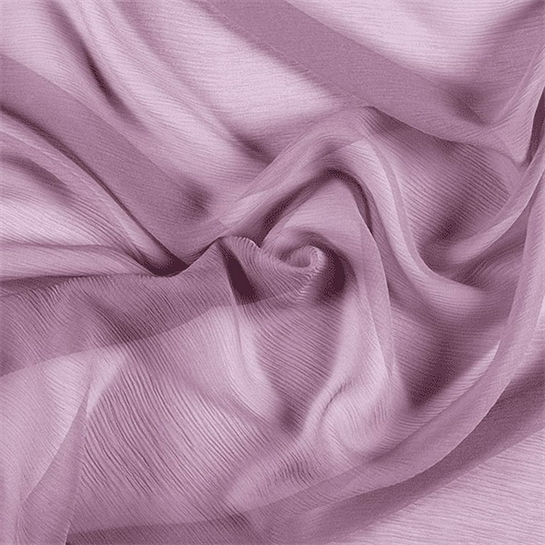 Mauve Crinkled Silk Chiffon, Fabric By the Yard 
