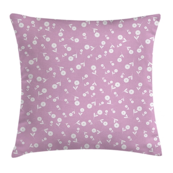 Mauve Decor Throw Pillow Cushion Cover, Cute Floral Heart Leaf Flourish Western Elegance Motifs with Nature Influences, Decorative Square Accent Pillow Case, 20 X 20 Inches, Lilac White, by Ambesonne