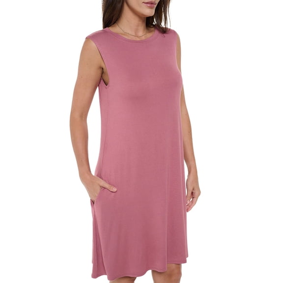 Mauve Deep 3X-4X Plus Size Sleeveless Midi Casual Dress, Flowy, Round Neck, Maternity, for Summer Dresses