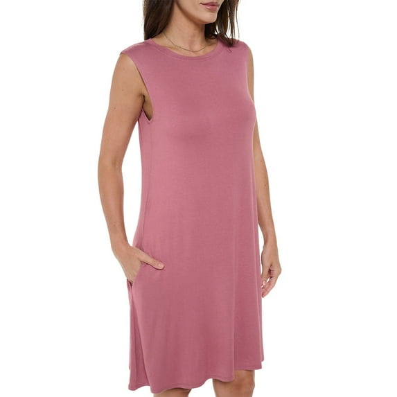 Mauve Deep 3X-4X Plus Size Sleeveless Midi Casual Dress, Flowy, Round Neck, Maternity, for Summer Dresses