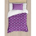 thumbnail image 1 of Mauve Duvet Cover Set, Fractal Prehistoric Mosaic Style Inspired Abstract Trippy Unusual Shapes, Decorative 2 Piece Bedding Set with 1 Pillow Shams, Twin Size, Dark Purple and Violet, by Ambesonne, 1 of 3