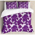 thumbnail image 1 of Mauve Duvet Cover Set, Unusual Vivid Allium Flower Petals Design Abstract Hippie Victorian Peony Art, Decorative 3 Piece Bedding Set with 2 Pillow Shams, King Size, Purple White, by Ambesonne, 1 of 3