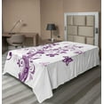 thumbnail image 1 of Ambesonne Mauve Flat Sheet, Flowers Leaf Butterlies, TwinXL Size, Purple White, 1 of 1