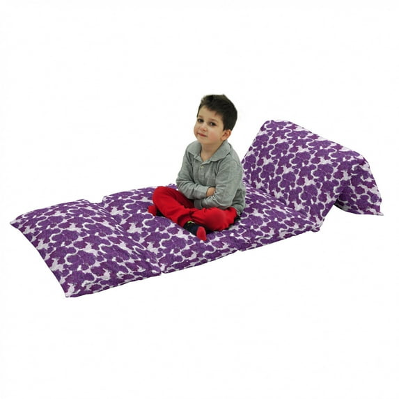 Mauve Floor Pillow Lounger Cover, Unusual Vivid Allium Flower Petals Design Abstract Hippie Victorian Peony Art, Nap Mat Printed Fabric Case for 5 Pillows, 88" x 36", Purple White, by Ambesonne