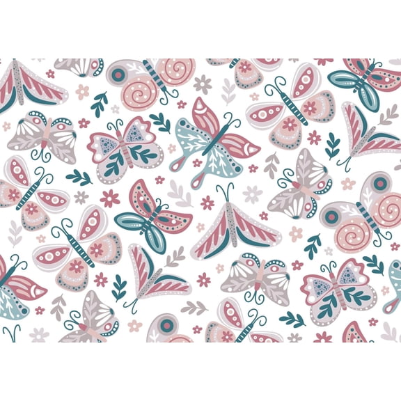 TNCT Mauve, Green & White Butterfly Pattern Edible Image Chocolate Transfer Sheet, Multicolor