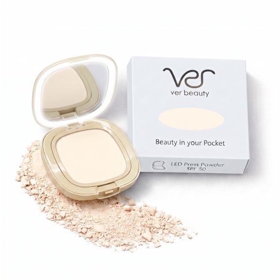 Mauve Paris LED Compact Pressed Powder – Matte SPF 50, Mineral, Travel Touch-Up Makeup