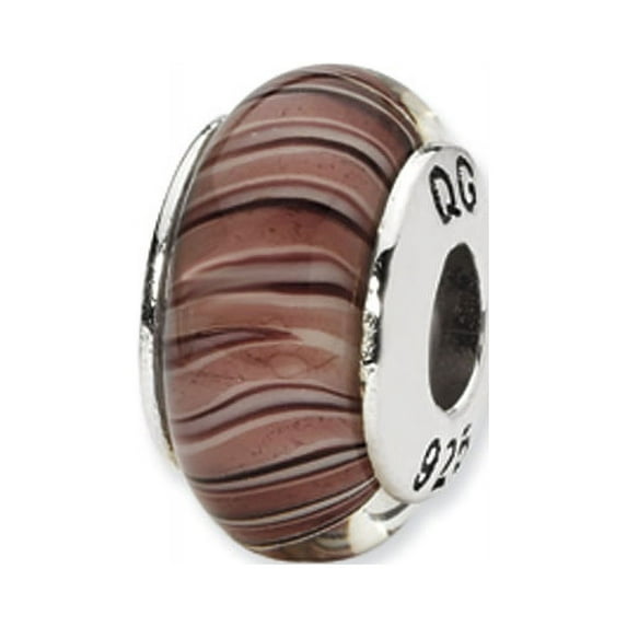 Mauve/Purple Hand-Blown Glass Bead & Sterling Silver Charm, 13mm