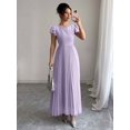 thumbnail image 1 of Mauve Purple Women Ruffle Sleeve Pleated Maxi Dress With Scoop Neck And Relaxed Fit, 1 of 6