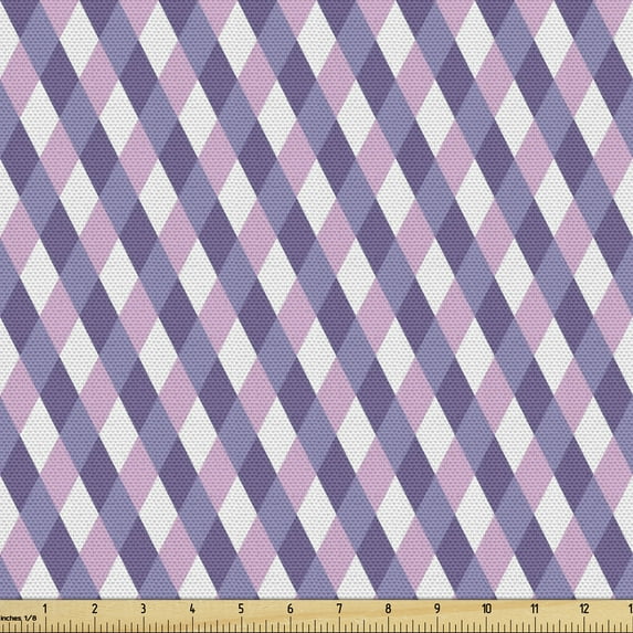 Ambesonne Mauve Fabric by the Yard Upholstery, Mosaic Crossed Pattern, 5 Yards, Mauve Lilac