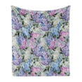 thumbnail image 1 of Mauve Soft Flannel Fleece Blanket, Various Mix Hyacinth Garden with Flowers and Leaf Branches Summer Botanic Plants, Cozy Plush for Indoor and Outdoor Use, 50" x 60", Lilac Fuchsia, by Ambesonne, 1 of 5