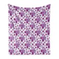 thumbnail image 1 of Mauve Soft Flannel Fleece Blanket, Vibrant Raspberries Branches Leaves Freshening Nature Fruit Art Illustration, Cozy Plush for Indoor and Outdoor Use, 60" x 80", Violet and Purple, by Ambesonne, 1 of 5