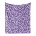 thumbnail image 1 of Mauve Soft Flannel Fleece Throw Blanket, Abstract Geometrical Linked Circles in Many Sizes Fractal Diameter Rings Print, Cozy Plush for Indoor and Outdoor Use, 60" x 80", Violet White, by Ambesonne, 1 of 5