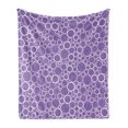 thumbnail image 1 of Mauve Soft Flannel Fleece Throw Blanket, Abstract Geometrical Linked Circles in Many Sizes Fractal Diameter Rings Print, Cozy Plush for Indoor and Outdoor Use, 70" x 90", Violet White, by Ambesonne, 1 of 5