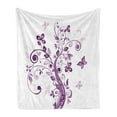 thumbnail image 1 of Mauve Soft Flannel Fleece Throw Blanket, Tree with Swirled Branches and Flowers Leaf Butterfly Bridal Inspirations Theme, Cozy Plush for Indoor and Outdoor Use, 50" x 70", Purple White, by Ambesonne, 1 of 5