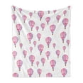 thumbnail image 1 of Mauve Soft Flannel Fleece Throw Blanket, Vintage Flying Hot Air Balloons Motif Nostalgic Lovers Goodbye Print, Cozy Plush for Indoor and Outdoor Use, 50" x 70", Pink and Lavender, by Ambesonne, 1 of 5