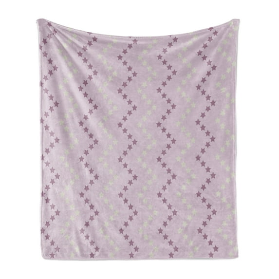 Mauve Soft Flannel Fleece Throw Blanket, Zig Zag Stars Striped Pattern in Pastel Color Ranking Choice Kids Print, Cozy Plush for Indoor and Outdoor Use, 50" x 70", Yellow and Lilac, by Ambesonne