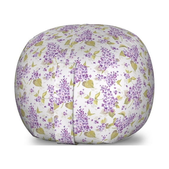 Mauve Storage Toy Bag Chair, Retro Style Floral Petals Love Natural Beauty Nostalgic Soft Plants Art, Stuffed Animal Organizer Washable Bag, Small Size, Violet Purple, by Ambesonne