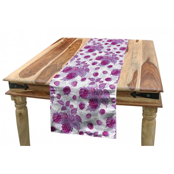 Mauve Table Runner, Vibrant Raspberries Branches Leaves Freshening Nature Fruit Art Illustration, Dining Room Kitchen Rectangular Runner, 3 Sizes, by Ambesonne