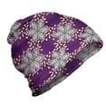 thumbnail image 1 of Mauve Unisex Beanie, Vintage Floral Petals, Hiking Outdoors, Earth Yellow Purple, by Ambesonne, 1 of 1