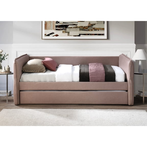 Mauve Upholstered - Twin Over Twin Design - Home Bedroom - Easy to Maintain