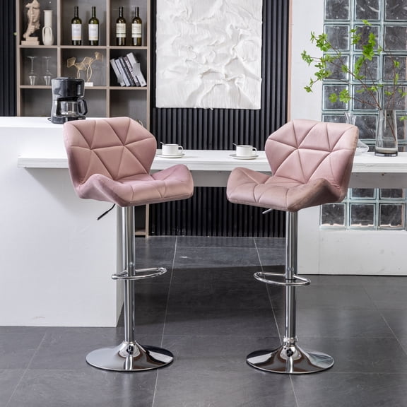 Mauve Velvet - Swivel & Height Adaptable - Beach Bar - Set of 2 for Fun