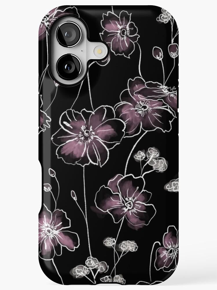 Mauve Wildflower Line Art Tough Phone Case for Apple iPhone ...