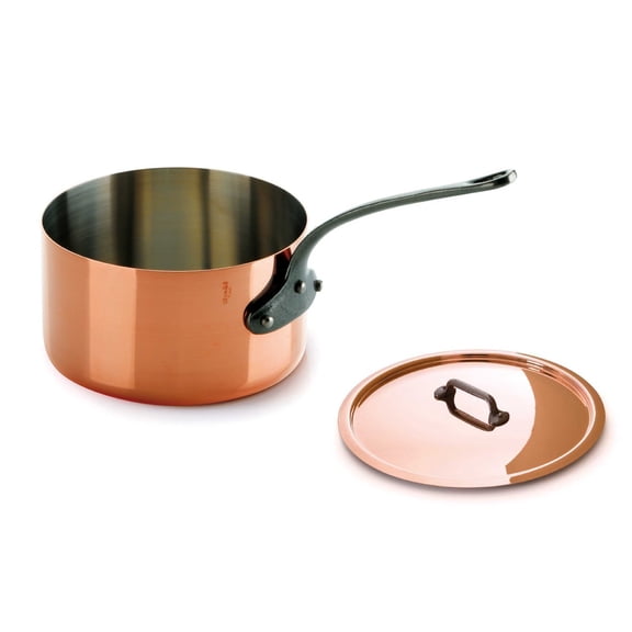 Mauviel M'150c Copper Saucepan with Lid, 6.3"