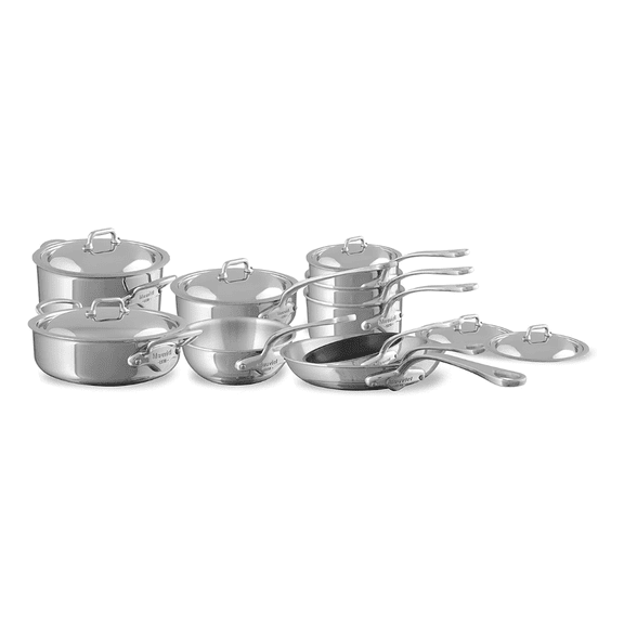 Mauviel M'Cook 5-Ply Polished Stainless Steel 16-Piece Cookware Set With Cast Stainless Steel Handles