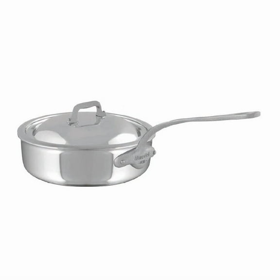 Mauviel M'Cook SB 5-Ply Saute Pan With Lid, Brushed Cast Stainless Steel Handle, 3.4-Qt