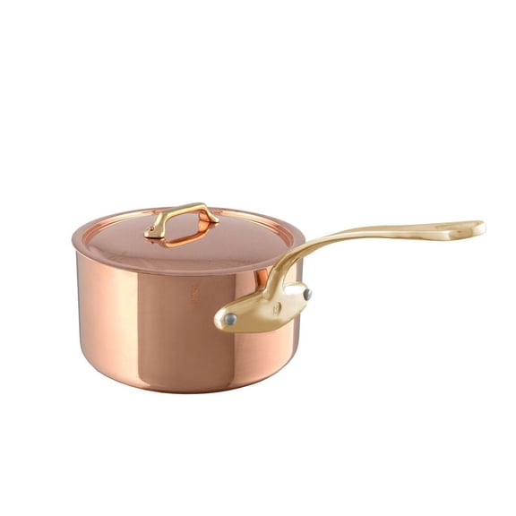 Mauviel M'Heritage 200 B Sauce Pan With Lid, Brass Handle, 1.8-Qt
